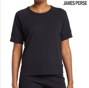 James Perse Black Short-Sleeve Crewneck Top